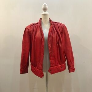 Vintage 80’s Vibrant Red Bomber Jacket for Women. Size S.